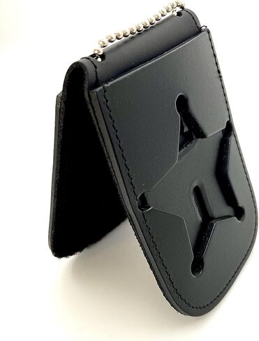 Perfect Fit Shield Wallets Florida Sheriff Five-Point Star or Ohio Sheriff Neck Badge and ID Holder Leather Black (Cutout PF185) in Saudi Arabia