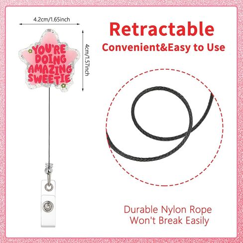 Cute and Funny Nurse Badge Reel 2-Pack with Quotes Such as Be so for Real Right Now and You're Doing Amazing Sweetie, Pink ID Badge Holder Retractable Clip for Women, Nurse Gifts in Saudi Arabia