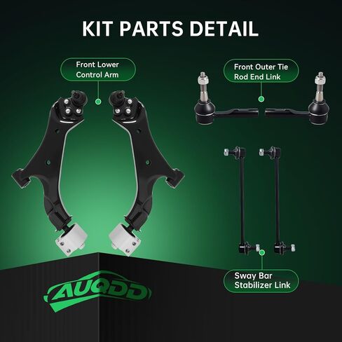 AUQDD 6Pcs Front End Suspension Kit Fit For 2010-2017 Chevy Equinox, 10-17 G-MC Terrain, 2 Lower Control Arm w/Ball Joint 2 Sway Bar Link 2 Outer Tie Rod End (# 524-157 524-158 K750188 ES800640) in Saudi Arabia