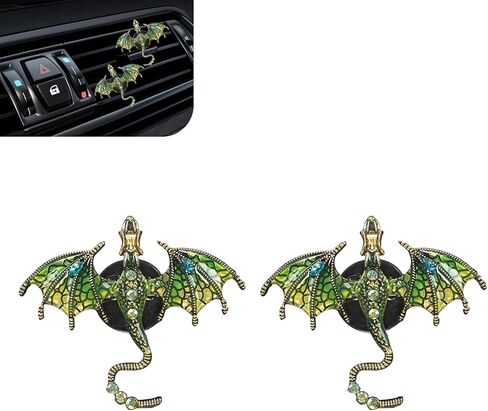 2 PCS Bling Dragon Car Air Vent Clips, 2.28" x 2.68" Alloy Enamel Wyvern Refillable Vent Decoration, Universal for Most Cars (Purple) in Kuwait