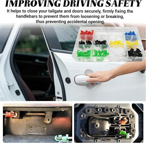 80Piece Car Door Lock Rod Clips Assortment Kit, Door Install Clips Hood Latch & Tailgate Handle Push Clips, Universal Left and Right Door Handle Rod End Retainer Clips for Most Car Truck SUV in Kuwait