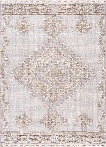 سجادة عداء من BoutiqueRugs Ampusungan Farmhouse عالية ومنخفضة النسيج - سجادة هندسية مغربية بوهو للممر والمطبخ - فحمي وكريمي وخوخ - 2'7" x 7'3" (2x8) in Kuwait