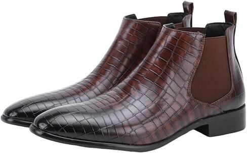 Santimon Men's Crocodile Embossed Chelsea Boots Leather Slip-On Dress Boots Business Casual Fashion Office Wedding & Evening Ankle Boot in Saudi Arabia