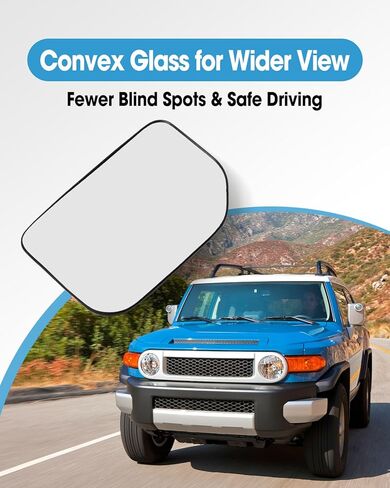 Left Driver Side Mirror Glass Replace 8796135870 TY230GL TO1324161 Fit for Toyota FJ Cruiser 2007-2014, Rearview Mirror Convex Glass with Backing Plate Without Heated in Saudi Arabia
