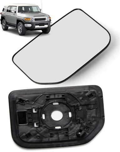 استبدال زجاج المرآة الجانبية للسائق الأيسر 8796135870 TY230GL TO1324161 مناسب لسيارة Toyota FJ Cruiser 2007-2014، مرآة الرؤية الخلفية زجاج محدب مع لوحة دعم بدون تسخين in Kuwait