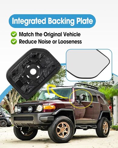 Left Driver Side Mirror Glass Replace 8796135870 TY230GL TO1324161 Fit for Toyota FJ Cruiser 2007-2014, Rearview Mirror Convex Glass with Backing Plate Without Heated in Saudi Arabia