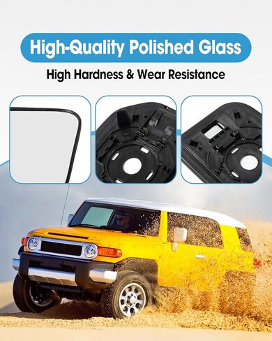 Left Driver Side Mirror Glass Replace 8796135870 TY230GL TO1324161 Fit for Toyota FJ Cruiser 2007-2014, Rearview Mirror Convex Glass with Backing Plate Without Heated in Saudi Arabia