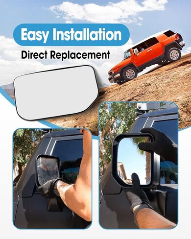 Left Driver Side Mirror Glass Replace 8796135870 TY230GL TO1324161 Fit for Toyota FJ Cruiser 2007-2014, Rearview Mirror Convex Glass with Backing Plate Without Heated in Saudi Arabia