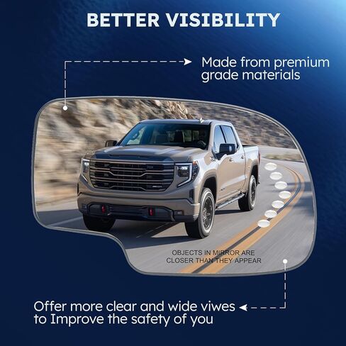 Passenger Side Heated Mirror Glass Compatible With Chevrolet Avalanche 1500 2500 Escalade Esv Ext Sierra 3500 Silverado Suburban Tahoe 2003 2004 2005 2006 2007 88944392 Power Heated in Saudi Arabia