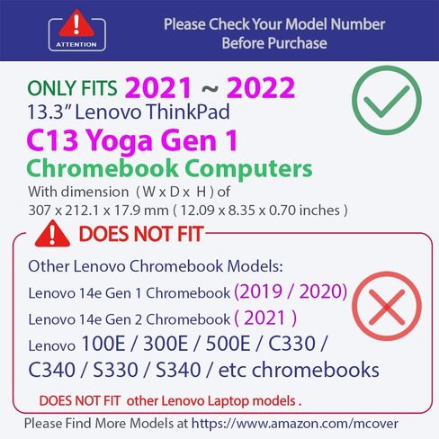 mCover Case Compatible for 2021~2022 13.3" Lenovo ThinkPad C13 Yoga Gen 1 Convertible 2-in-1 Laptop Computers ONLY (NOT Fitting Other Lenovo ThinkPad Models) - Black in Saudi Arabia