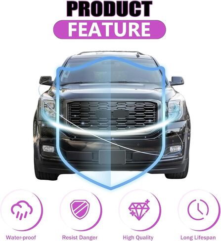 JX RACING Grille Set 5pcs Compatible with 2015-2020 GMC Yukon/Yukon XL Denali Style Black Front Upper Bumper Grille Grill & Fog Light & Fog Light Bezels Cover for GM1200702 84722260 22936426 23180590 in Kuwait