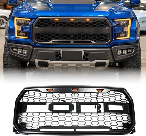 Front Grill Compatible With F-150 F150 F 150 2015-2017 Matte Black Front Bumper Grille With Accessories/Letters in Kuwait