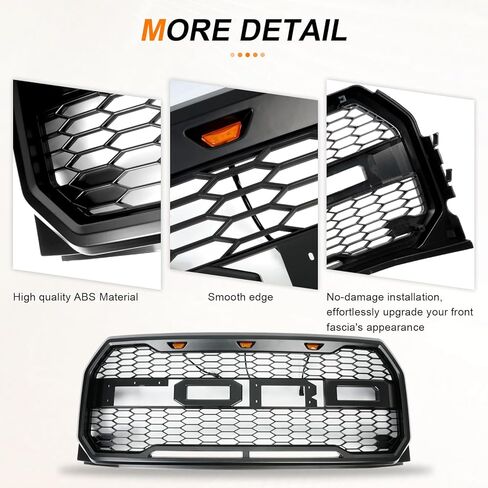 Front Grill Compatible With F-150 F150 F 150 2015-2017 Matte Black Front Bumper Grille With Accessories/Letters in Kuwait