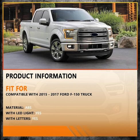 Front Grill Compatible With F-150 F150 F 150 2015-2017 Matte Black Front Bumper Grille With Accessories/Letters in Kuwait