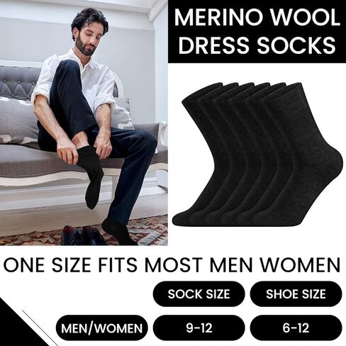 12 Pairs Thin Merino Wool Dress Socks Lightweight Merino Wool Trouser Socks Winter Warm Thin Wool Socks for Men Women in Kuwait