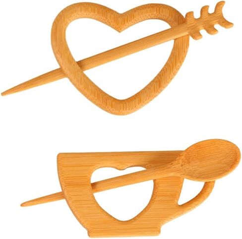 2pcs Elegant Handcrafted Bamboo Brooch - Irregular Wooden Scarf Pin for Sweaters, Autumn Winter Accessory in Saudi Arabia