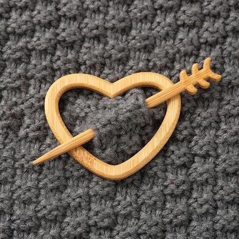 2pcs Elegant Handcrafted Bamboo Brooch - Irregular Wooden Scarf Pin for Sweaters, Autumn Winter Accessory in Saudi Arabia