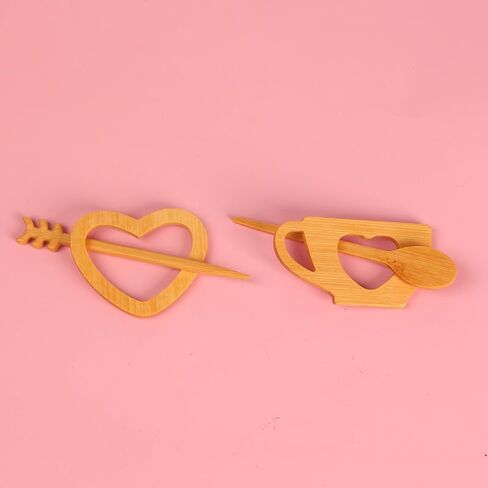 2pcs Elegant Handcrafted Bamboo Brooch - Irregular Wooden Scarf Pin for Sweaters, Autumn Winter Accessory in Saudi Arabia