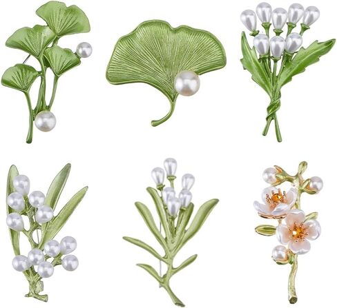 SUPERFINDINGS 6Pcs Fashion Plant Flowers Brooch Pins Vintage Enamel Floral Brooch Alloy Enamel Lapel Pins Blossom Ladies Bouquet Brooches for Party Favors Wedding Gifts Hat Bag Suit Tie Shirt Scarfs in Saudi Arabia