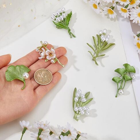 SUPERFINDINGS 6Pcs Fashion Plant Flowers Brooch Pins Vintage Enamel Floral Brooch Alloy Enamel Lapel Pins Blossom Ladies Bouquet Brooches for Party Favors Wedding Gifts Hat Bag Suit Tie Shirt Scarfs in Saudi Arabia