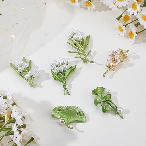 SUPERFINDINGS 6Pcs Fashion Plant Flowers Brooch Pins Vintage Enamel Floral Brooch Alloy Enamel Lapel Pins Blossom Ladies Bouquet Brooches for Party Favors Wedding Gifts Hat Bag Suit Tie Shirt Scarfs in Saudi Arabia