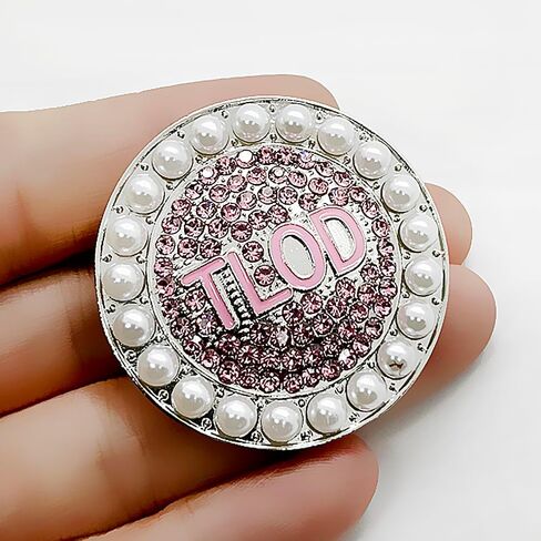 بروش من حجر الراين للسيدات المتميزات - حروف من المينا الوردية، دبوس بروش معدني مستدير من TLOD للنساء in Kuwait