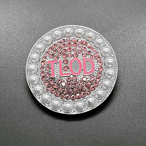 بروش من حجر الراين للسيدات المتميزات - حروف من المينا الوردية، دبوس بروش معدني مستدير من TLOD للنساء in Kuwait