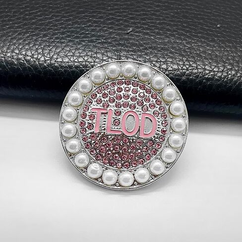 بروش من حجر الراين للسيدات المتميزات - حروف من المينا الوردية، دبوس بروش معدني مستدير من TLOD للنساء in Kuwait