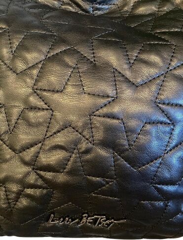 Betsey Johnson Luv Betsey Sabine Allover Quilted Galaxy Star Black Faux Leather W/Detachable Luv Betsey Star Dangle D Ring Metal Hardware Detail Top Strap Handle Shoulder Bag in Saudi Arabia