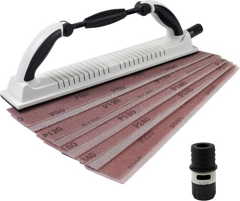 2-3/4" x 15-3/4" Adjustable Flex Longboard Hand Sanding File Block with Hook & Loop Backing Include 10PCS Mesh Sandpaper- Use Continuous Rolls or Sandpaper Sheets for Automotive, Woodworking in Kuwait