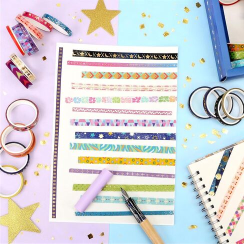 مجموعة أشرطة واشي من رقائق الذهب مكونة من 66 لفة - ملصقات واشي مزخرفة، شريط ملون، أشرطة واشي لطيفة لمستلزمات اليومية، مجموعة لوازم سجل القصاصات، مجلة غير المرغوب فيها، لوازم الحرف اليدوية in Kuwait