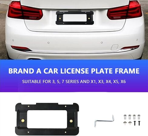 No Drill Rear License Plate Holder, License Plate Frames for BMW 1/2/ 3/5 / 6/ X Series, 328i 323i 528i M3, with Screws in Kuwait