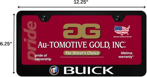 Au-Tomotive Gold Inc. Officially Licensed UV Print Logo on Black Polycarbonate License Plate Frame for Buick in Saudi Arabia