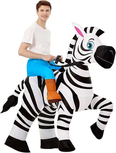 Inflatable Zebra Costume Blow Up Animal Costume Horse Suit for Party Parade Cosplay Halloween Suit in Kuwait