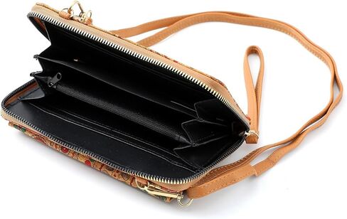 محفظة الفلين - حقيبة محفظة الهاتف النسائية مع حزام/معصم، محفظة طويلة للسيدات بسحاب مع فتحات متعددة للبطاقات وجيب للعملات المعدنية in Kuwait