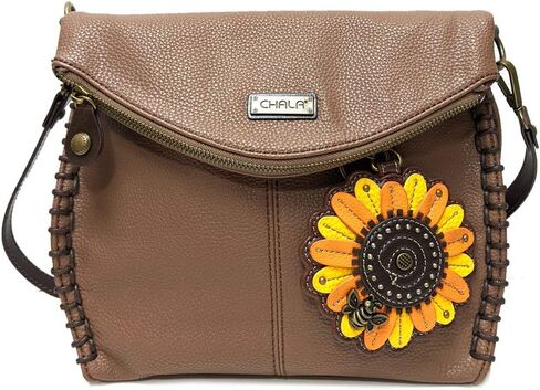 Chala Charming Crossbody Bag Shoulder Handbag With Flap Top and Zipper Brown in Saudi Arabia