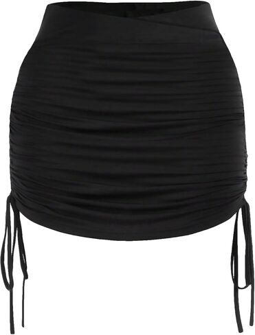 MakeMeChic Women's Plus Size Ruched Skirt Drawstring Side Bodycon Work Office Mini Skirts in Saudi Arabia