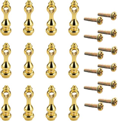 12 Pcs Golden Furniture Spindles for Glass Railing, Cabinets Metal Gallery Spindles, Railing Post Connector Cap for Furniture, Cabinets, Bar Carts, and Display Racks in Kuwait