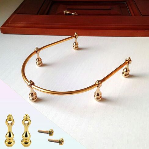 12 Pcs Golden Furniture Spindles for Glass Railing, Cabinets Metal Gallery Spindles, Railing Post Connector Cap for Furniture, Cabinets, Bar Carts, and Display Racks in Kuwait