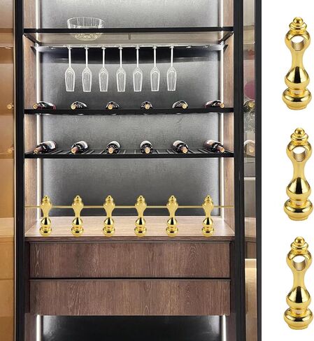 12 Pcs Golden Furniture Spindles for Glass Railing, Cabinets Metal Gallery Spindles, Railing Post Connector Cap for Furniture, Cabinets, Bar Carts, and Display Racks in Kuwait