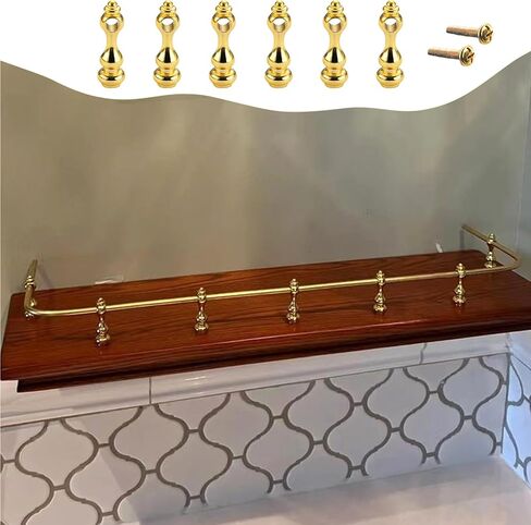 12 Pcs Golden Furniture Spindles for Glass Railing, Cabinets Metal Gallery Spindles, Railing Post Connector Cap for Furniture, Cabinets, Bar Carts, and Display Racks in Kuwait