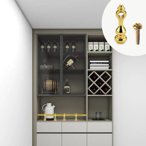 12 Pcs Golden Furniture Spindles for Glass Railing, Cabinets Metal Gallery Spindles, Railing Post Connector Cap for Furniture, Cabinets, Bar Carts, and Display Racks in Kuwait