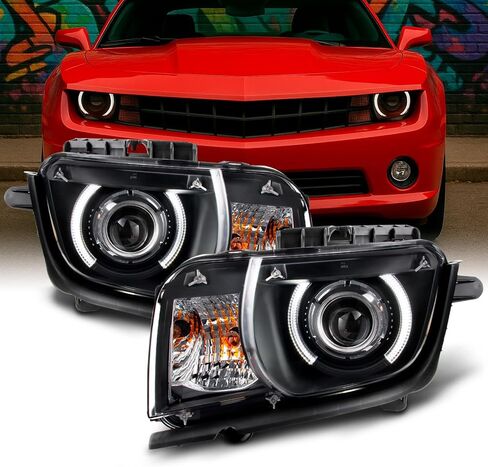 AKKON - Fit Black 2010 2011 2012 2013 Chevy Camaro Driver & Passenger Both Side Projector Headlights Headlamps in Saudi Arabia