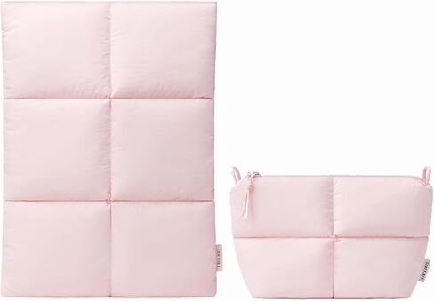 Comfyable Puffy Laptop Sleeve 15 Inch 16 Inch with Electronics Organizer Travel Case, Light Pink in Kuwait