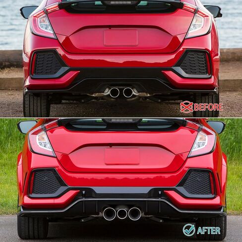 Rear Bumper Cover Kit Compatible with 2017-2021 Honda Civic Hatchback 5Dr Except Type R, Primer Black Type R Style PP Bumper Conversion Exterior Body Kit Replacement in Saudi Arabia