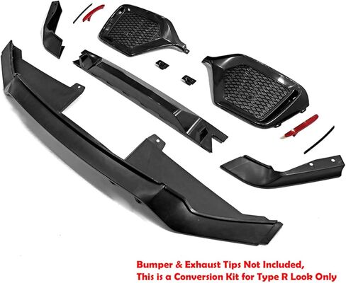 Rear Bumper Cover Kit Compatible with 2017-2021 Honda Civic Hatchback 5Dr Except Type R, Primer Black Type R Style PP Bumper Conversion Exterior Body Kit Replacement in Saudi Arabia