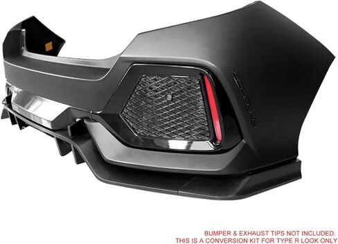 Rear Bumper Cover Kit Compatible with 2017-2021 Honda Civic Hatchback 5Dr Except Type R, Primer Black Type R Style PP Bumper Conversion Exterior Body Kit Replacement in Saudi Arabia