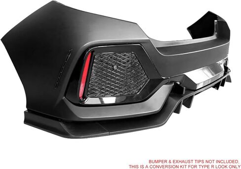 Rear Bumper Cover Kit Compatible with 2017-2021 Honda Civic Hatchback 5Dr Except Type R, Primer Black Type R Style PP Bumper Conversion Exterior Body Kit Replacement in Saudi Arabia