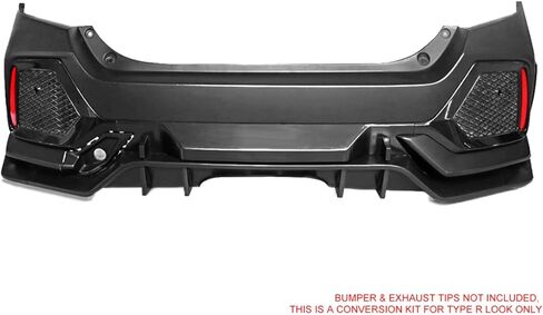 Rear Bumper Cover Kit Compatible with 2017-2021 Honda Civic Hatchback 5Dr Except Type R, Primer Black Type R Style PP Bumper Conversion Exterior Body Kit Replacement in Saudi Arabia