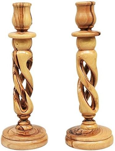 LION OF JUDAH MARKET Hand carved Bethlehem Olive Wood Candlesticks Candle Holders (6 inches) in Kuwait